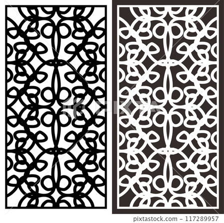 Vector Cutting Laser Motif Partition Fences Facade, Seamless Pattern 117289957