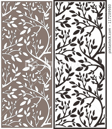 Vector Cutting Laser Motif Partition Fences Facade, Seamless Pattern 117289980