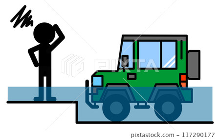 My beloved four-wheel drive car was submerged in water and could not be driven. My beloved four-wheel drive car was submerged in water and could not be driven. 117290177