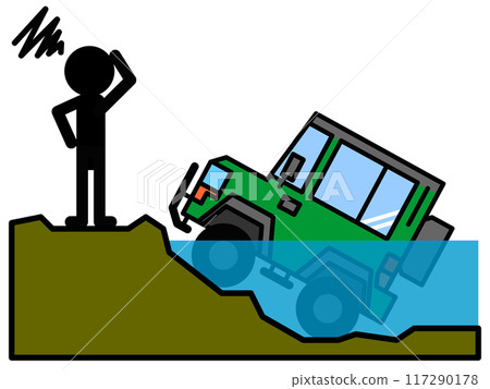 我心愛的四輪驅動車被水淹沒了，我無法駕駛它。 117290178