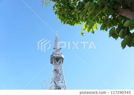 Fresh greenery, blue sky and Nagoya TV Tower Fresh greenery, blue sky and Nagoya TV Tower 117290345