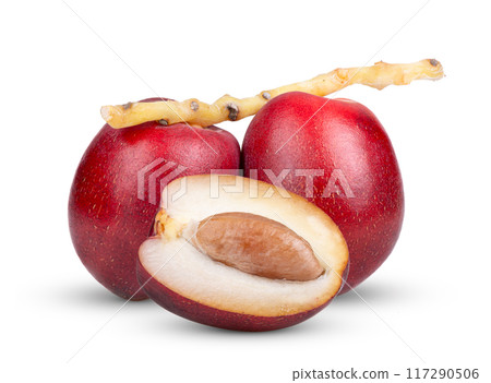 red raw date palm isolated on white background 117290506