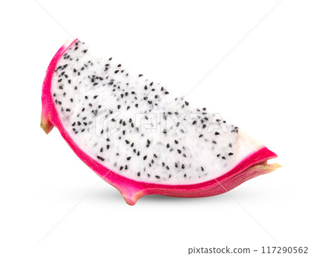 dragon fruit, pitaya slice isolated on white background 117290562