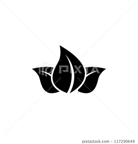 Simple vector icon of a stylized lotus flower with three petals. 117290649