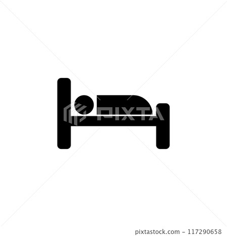 Modern, simple icon of a person resting in bed Modern, simple icon of a person resting in bed 117290658