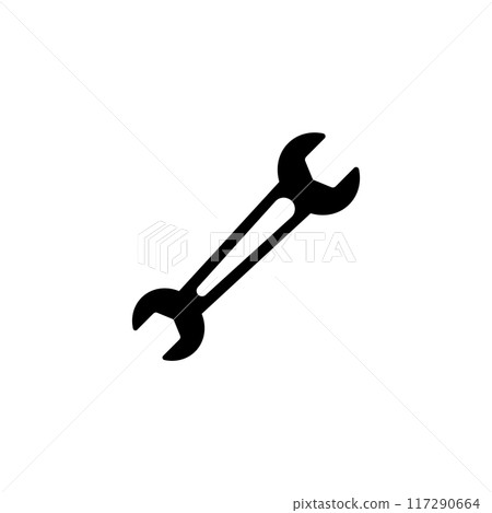 Black silhouette of a double-ended wrench, simple and clear design Black silhouette of a double-ended wrench, simple and clear design 117290664