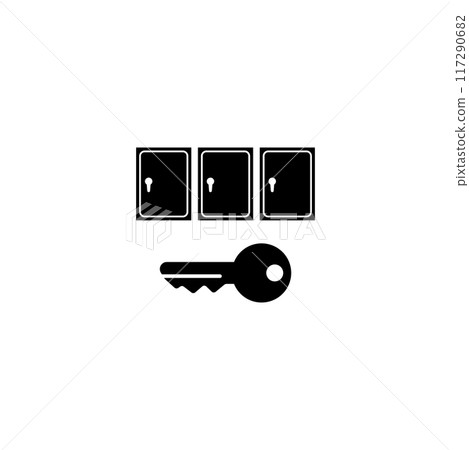 Secure storage concept represented by a vector icon of a key and lockers 117290682