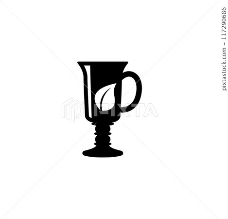 Elegant vector icon of a cup with a stylized tea leaf design Elegant vector icon of a cup with a stylized tea leaf design 117290686