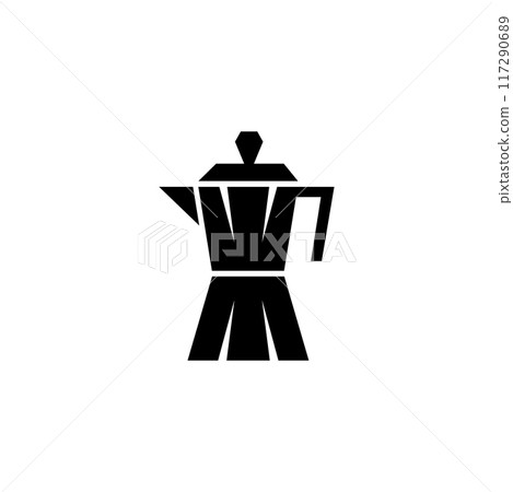 Stylized vector icon of a classic espresso maker, perfect for coffee lovers and kitchenware designs 117290689