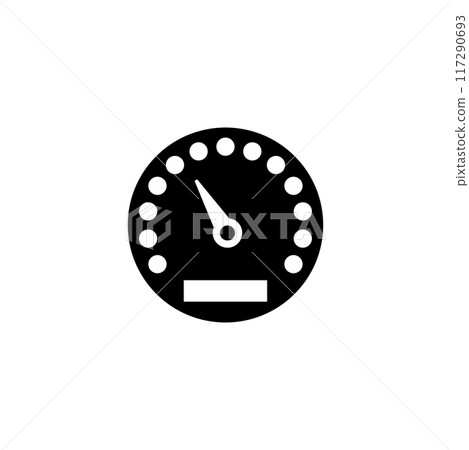 Black and white vector icon of a speedometer, indicating measurement and control in automobiles Black and white vector icon of a speedometer, indicating measurement and control in automobiles 117290693