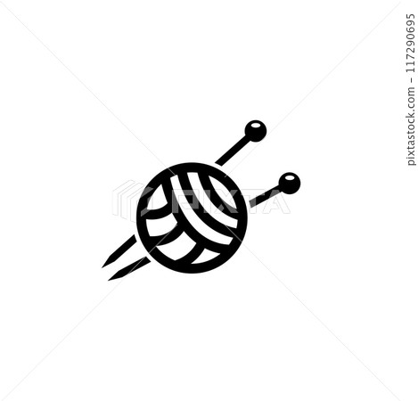 Modern knitting icon featuring needles and a yarn ball 117290695