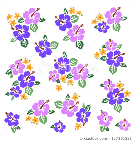 美麗的芙蓉插畫素材合集， 117291581