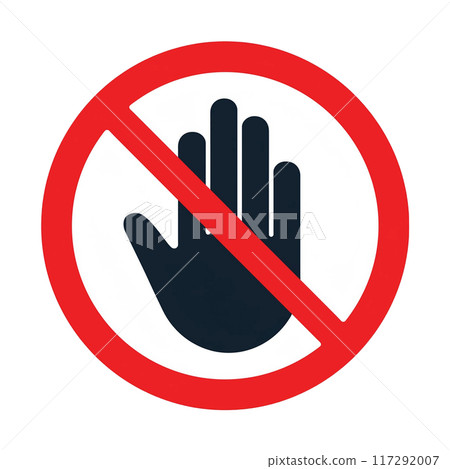 Icon with a prohibition sign on the palm 117292007