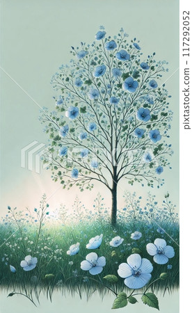 春天森林裡一棵小樹的插圖 117292052