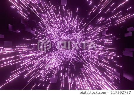 3D render of glowing purple lines with endless tunnel 3D render of glowing purple lines with endless tunnel 117292787