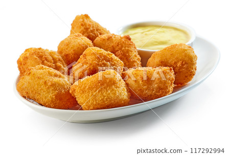 fried fish fillet nuggets 117292994