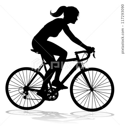 Woman Bike Cyclist Riding Bicycle Silhouette Woman Bike Cyclist Riding Bicycle Silhouette 117293090