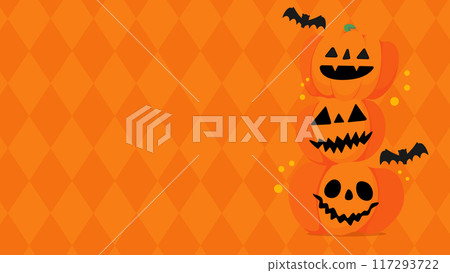 Halloween background material. There are jack-o'-lanterns and bats. 117293722