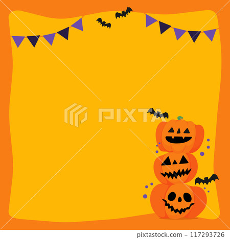 Halloween background material. There are jack-o'-lanterns and bats. 117293726