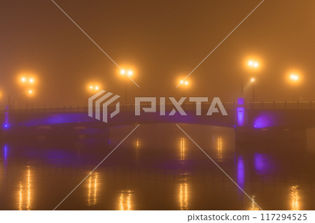 [Hokkaido_Kushiro_Heimai Bridge] Kushiro's night and foggy Nusamai Bridge 117294525