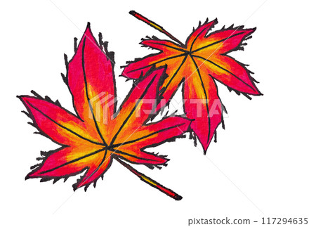 手繪水彩畫兩幅(圖畫字母)《秋葉》 手繪水彩畫兩幅(圖畫字母)《秋葉》 117294635