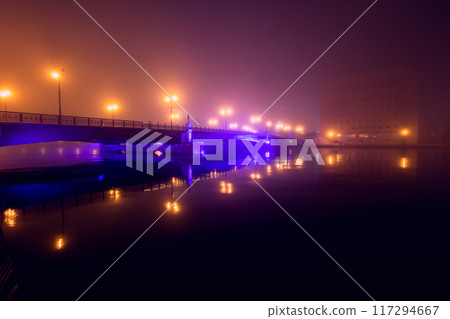 [Hokkaido_Kushiro_Heimai Bridge] Kushiro's night and foggy Nusamai Bridge 117294667