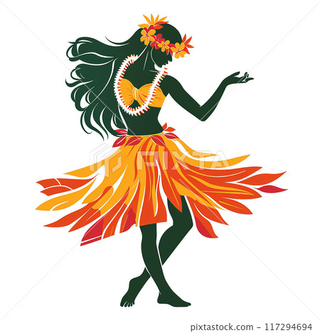 Silhouette of a hula dancer feeling the tropical breeze Silhouette of a hula dancer feeling the tropical breeze 117294694