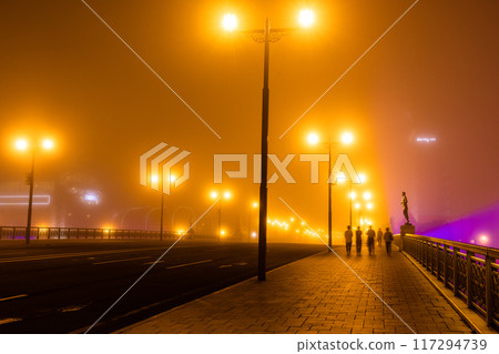 [Hokkaido_Kushiro_Heimai Bridge] Kushiro's night and foggy Nusamai Bridge 117294739