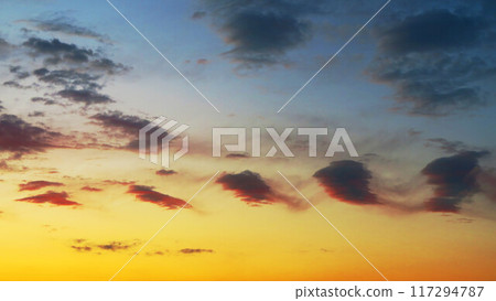 A sunset landscape with strange clouds 117294787