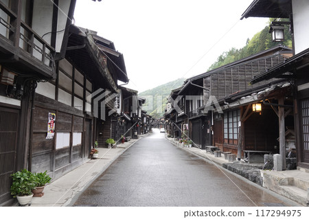 The old townscape of Narai-juku in light rain The old townscape of Narai-juku in light rain 117294975