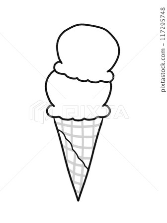 雙錐冰淇淋線描 117295748
