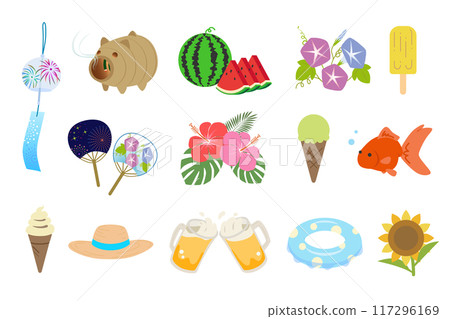Summer icon set (without main lines) Summer icon set (without main lines) 117296169