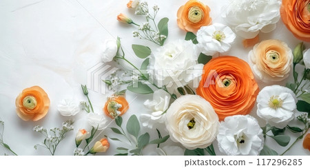 Elegant Floral Arrangement with Orange and White Blossoms 117296285