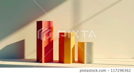 Colorful 3D Bar Graph On Gradient Background Illustrating Growth 117296362