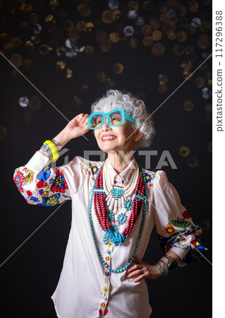Enjoying fashion and free self-expression Gray hair Senior women in their 60s and 70s Enjoying fashion and free self-expression Gray hair Senior women in their 60s and 70s 117296388