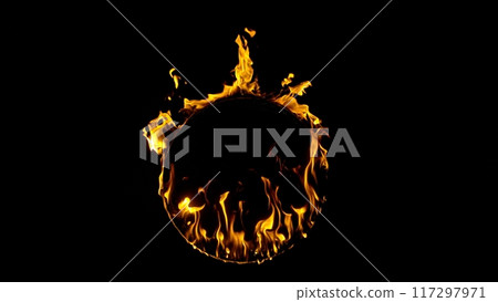 Fire Circle Isolated on Black Background. Fire Circle Isolated on Black Background. 117297971