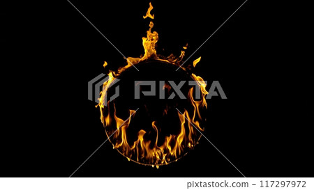 Fire Circle Isolated on Black Background. Fire Circle Isolated on Black Background. 117297972
