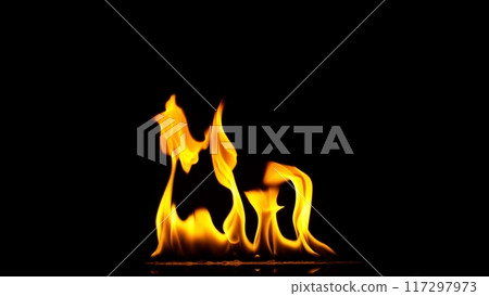 Small Solo Fire Isolated on Black Background. Small Solo Fire Isolated on Black Background. 117297973