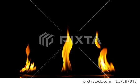 Set of Flames Isolated on Black Background. Set of Flames Isolated on Black Background. 117297983