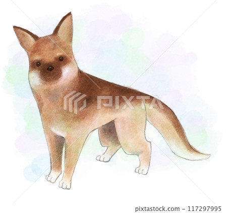 水彩風格的德國牧羊犬 117297995