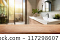 Empty countertop with blurry bathroom background, for design and decoration concepts 117298607