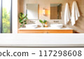 Empty countertop with blurry bathroom background, for design and decoration concepts 117298608