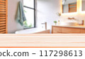 Empty countertop with blurry bathroom background, for design and decoration concepts 117298613
