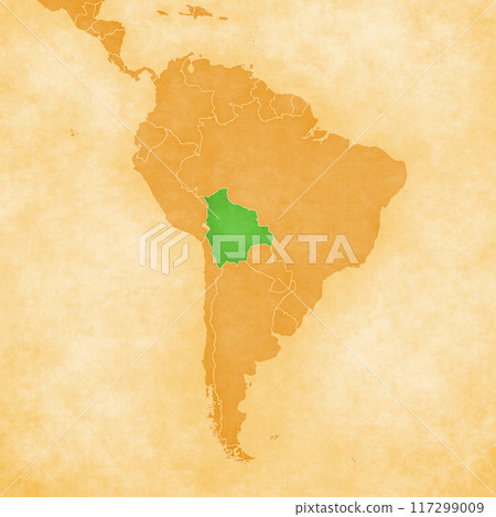 Ocher map of South America - Bolivia 117299009