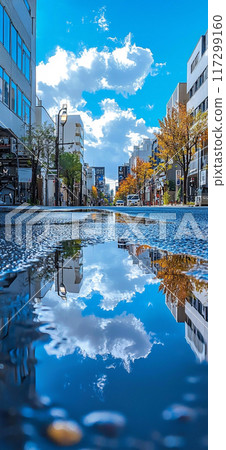 藍天與雨後的小鎮風光 117299160