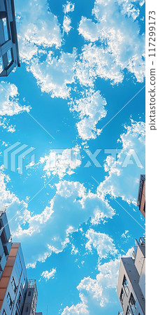 Illustration of a cityscape with blue sky 117299173