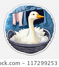 white goose on a blue background	 117299253