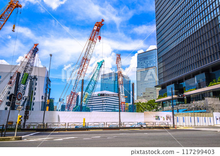 日本東京城市景觀，俯瞰大手町2丁目常盤橋地區1型城市再開發案及常盤橋塔等=第11位 117299403