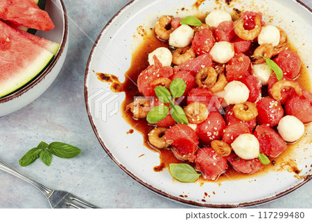 Grilled shrimp and watermelon salad Grilled shrimp and watermelon salad 117299480