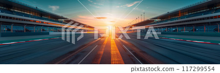 Sunset and motorsports race track 117299554